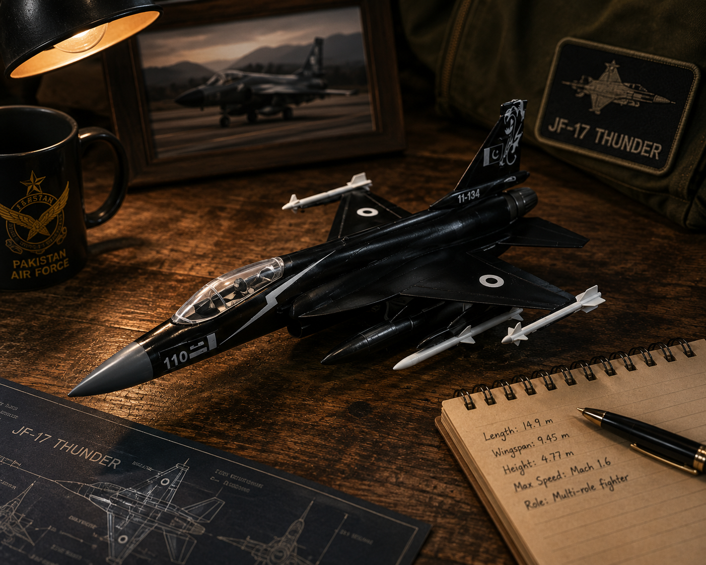JF-17 Stealth Theme (Black) Aircraft Model