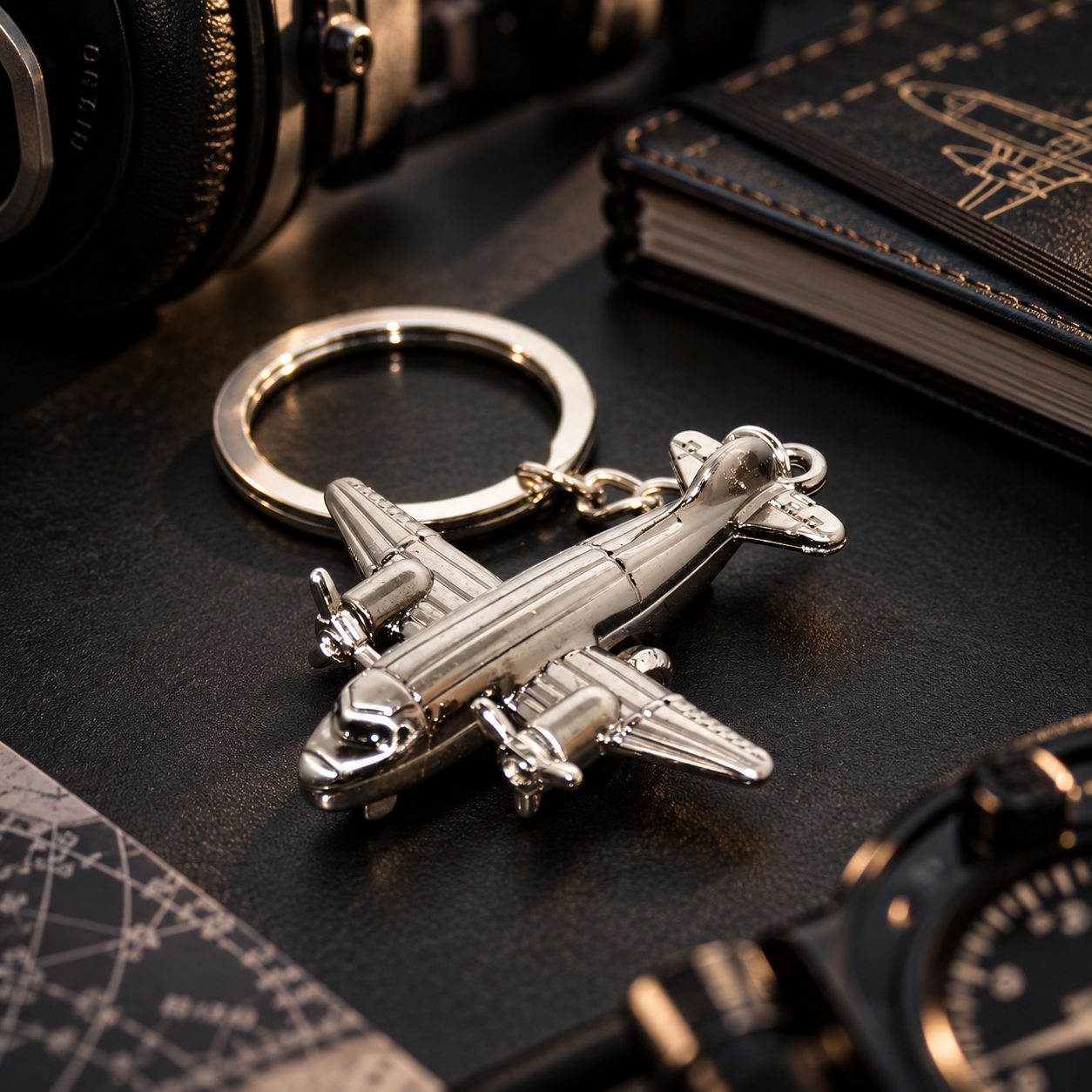 Propeller Jet Silver - Metal Keychains
