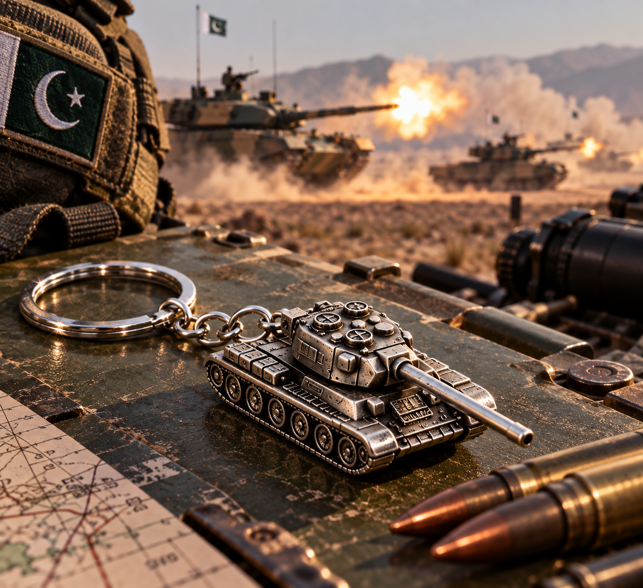Battle Tank Silver - Metal Keychains