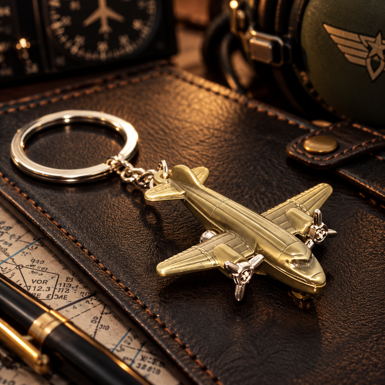 Propeller Jet Golden - Metal Keychains